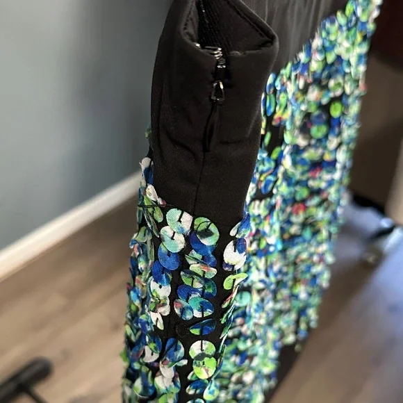 Ann Taylor Black Skirt with Blue and Green Sequins - Picture 4 of 6
